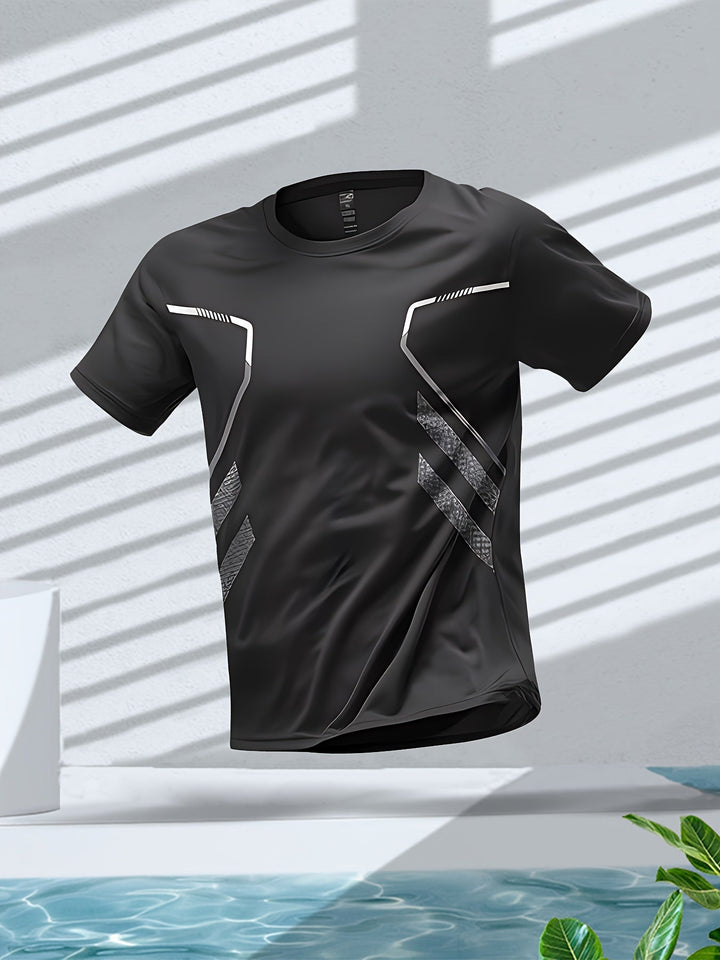 Tom | Kleurrijk heren sportshirt met sneldrogende korte mouwen