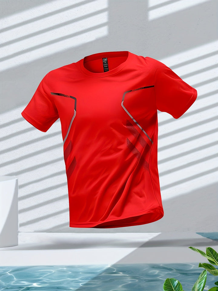 Tom | Kleurrijk heren sportshirt met sneldrogende korte mouwen