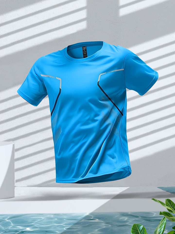 Tom | Kleurrijk heren sportshirt met sneldrogende korte mouwen