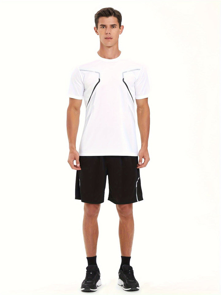 Tom | Kleurrijk heren sportshirt met sneldrogende korte mouwen