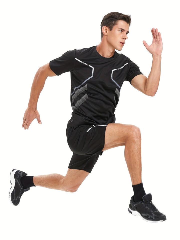Tom | Kleurrijk heren sportshirt met sneldrogende korte mouwen