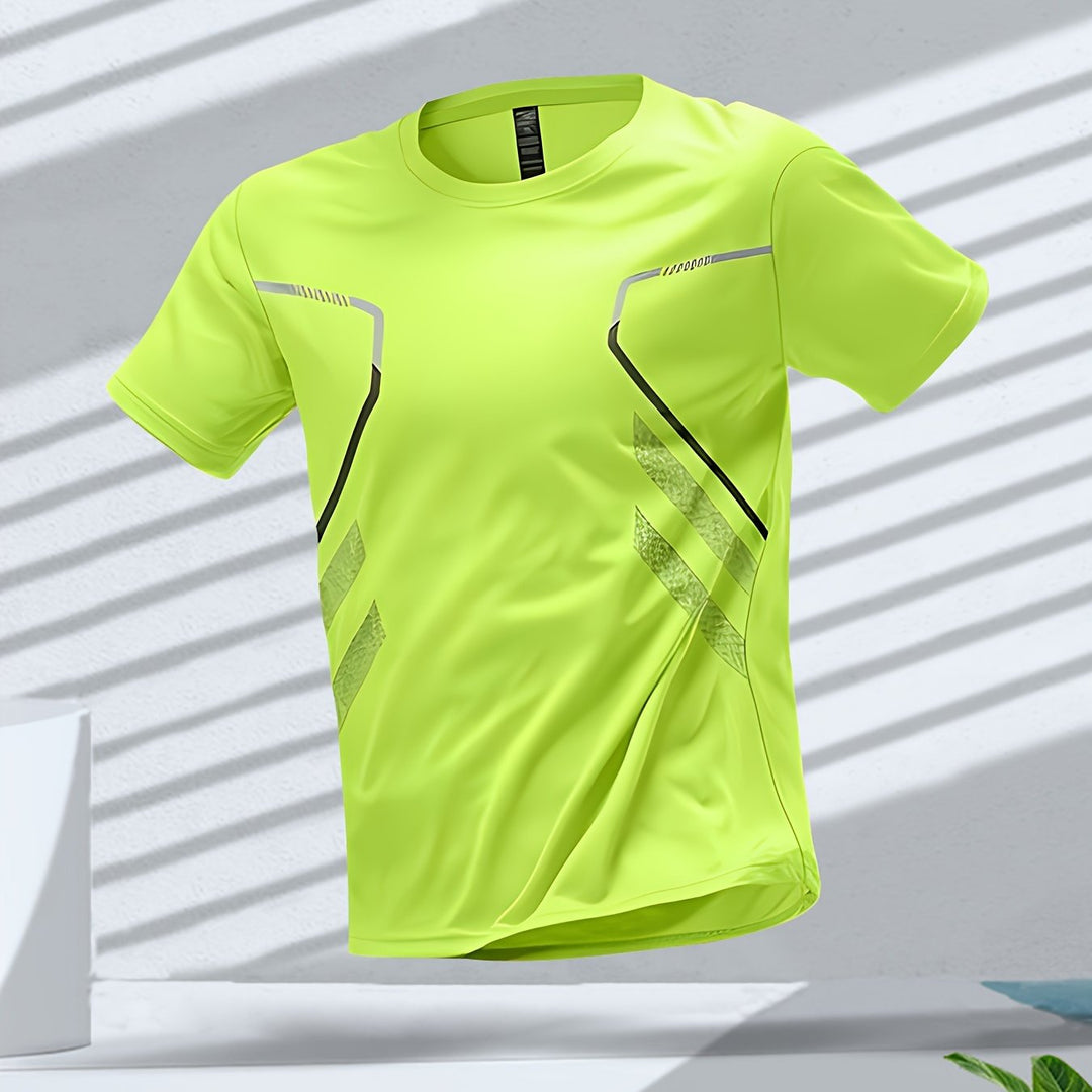 Tom | Kleurrijk heren sportshirt met sneldrogende korte mouwen