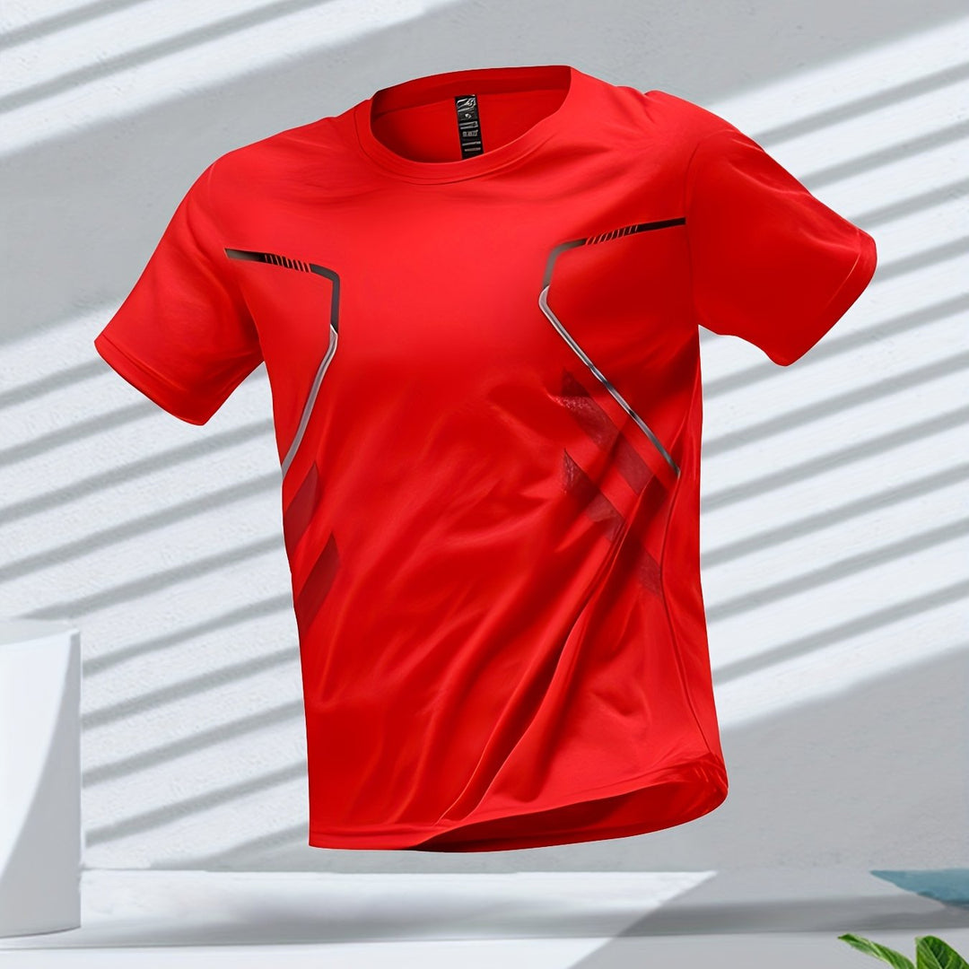 Tom | Kleurrijk heren sportshirt met sneldrogende korte mouwen
