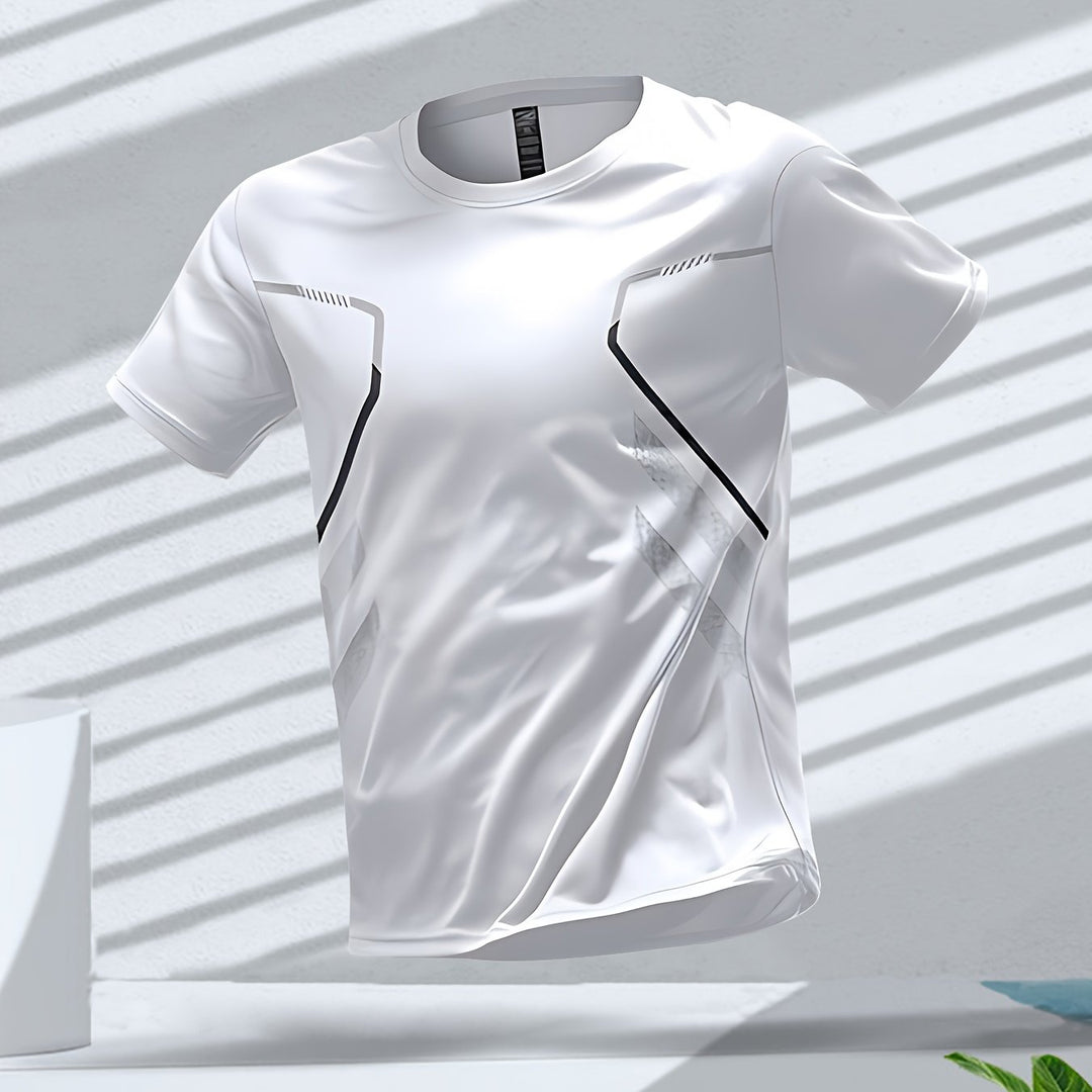 Tom | Kleurrijk heren sportshirt met sneldrogende korte mouwen