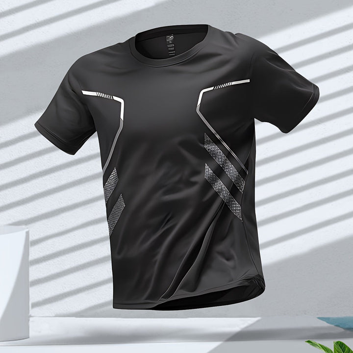 Tom | Kleurrijk heren sportshirt met sneldrogende korte mouwen