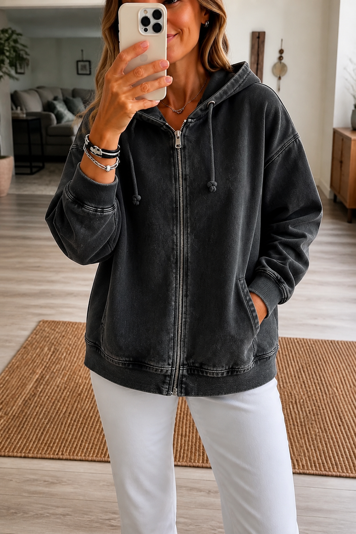 Rethread – Gewassen Relaxed Zip-Up Hoodie