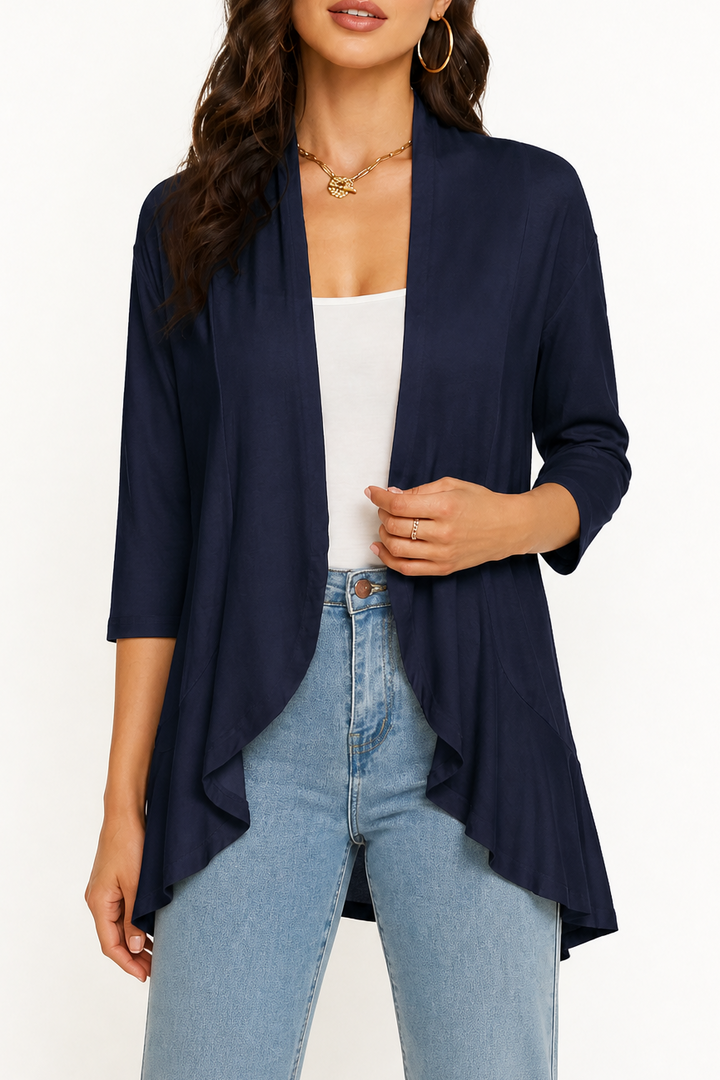 Wearbella – 3/4 Mouw Open Voorkant Waterval Cardigan