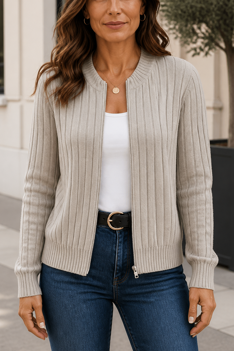Rivknit – Geribde Gebreide Rits-Voorkant Cardigan