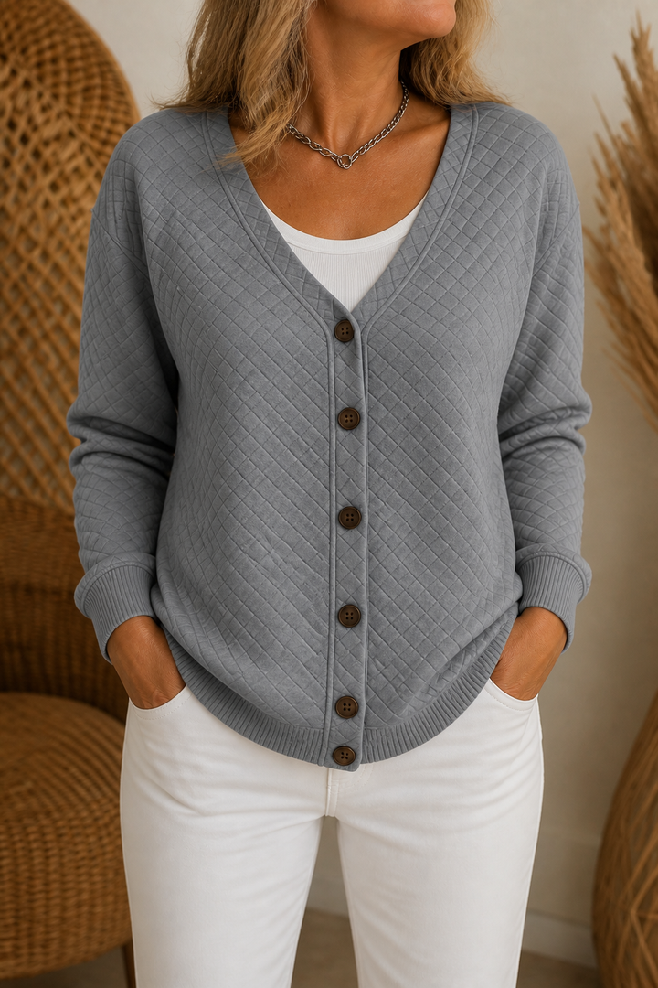 Holdwell – Diamantgequilte Open-Front Cardigan