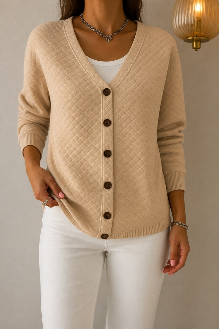 Holdwell – Diamantgequilte Open-Front Cardigan