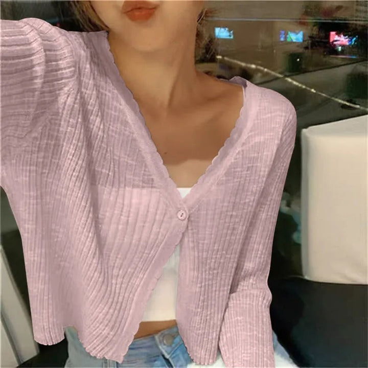 Dames Lichtgewicht Geribbelde Knit Button-Up Cardigan Trui