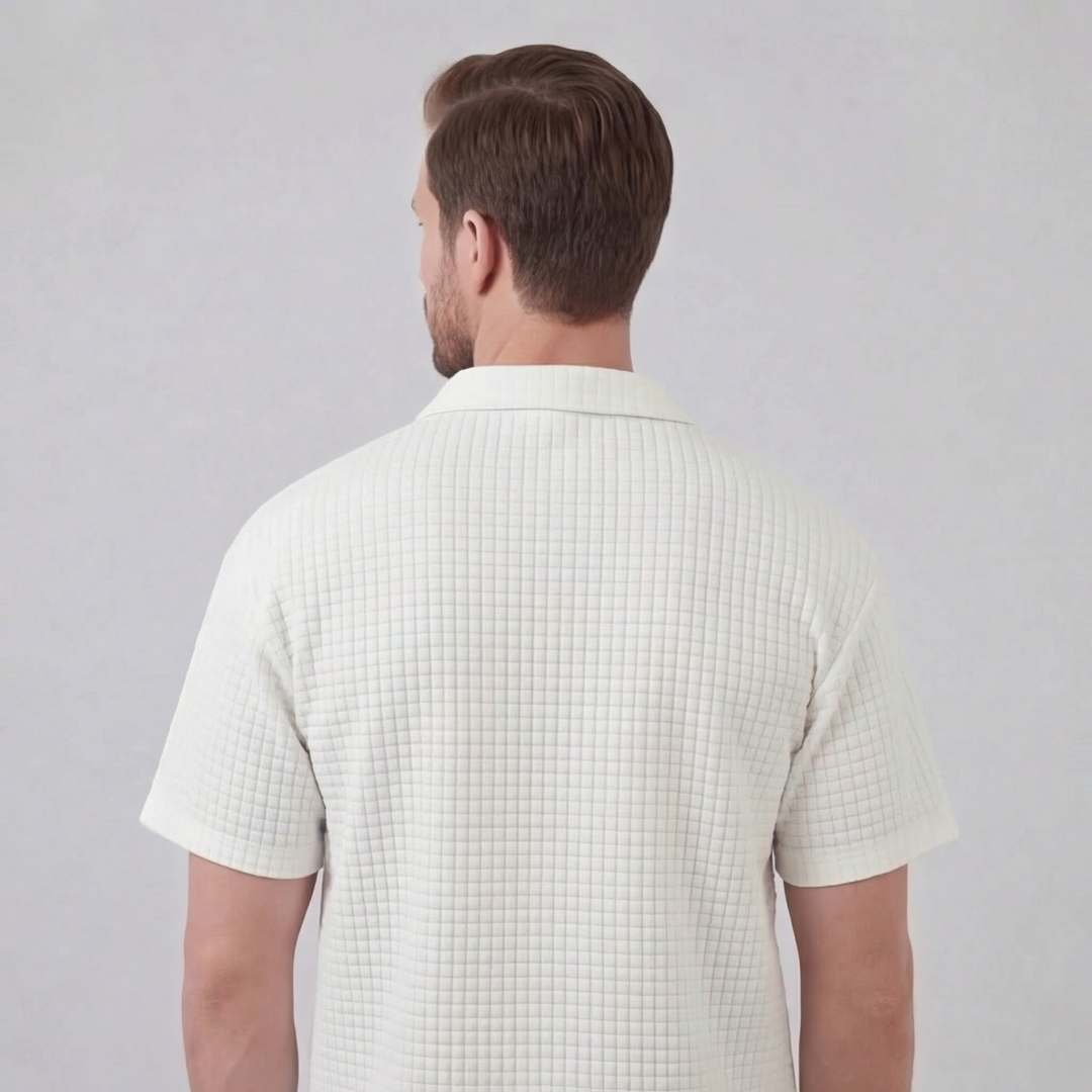 Waffle Knit Set Heren Zomer Casual Half Zip Polo