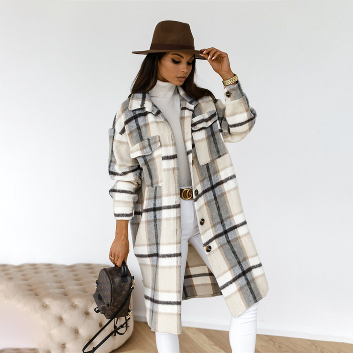 Van Dal | Dames Cozy Geruite Lange Jas