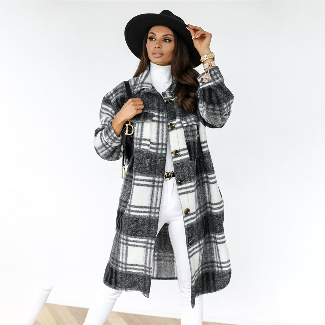 Van Dal | Dames Cozy Geruite Lange Jas