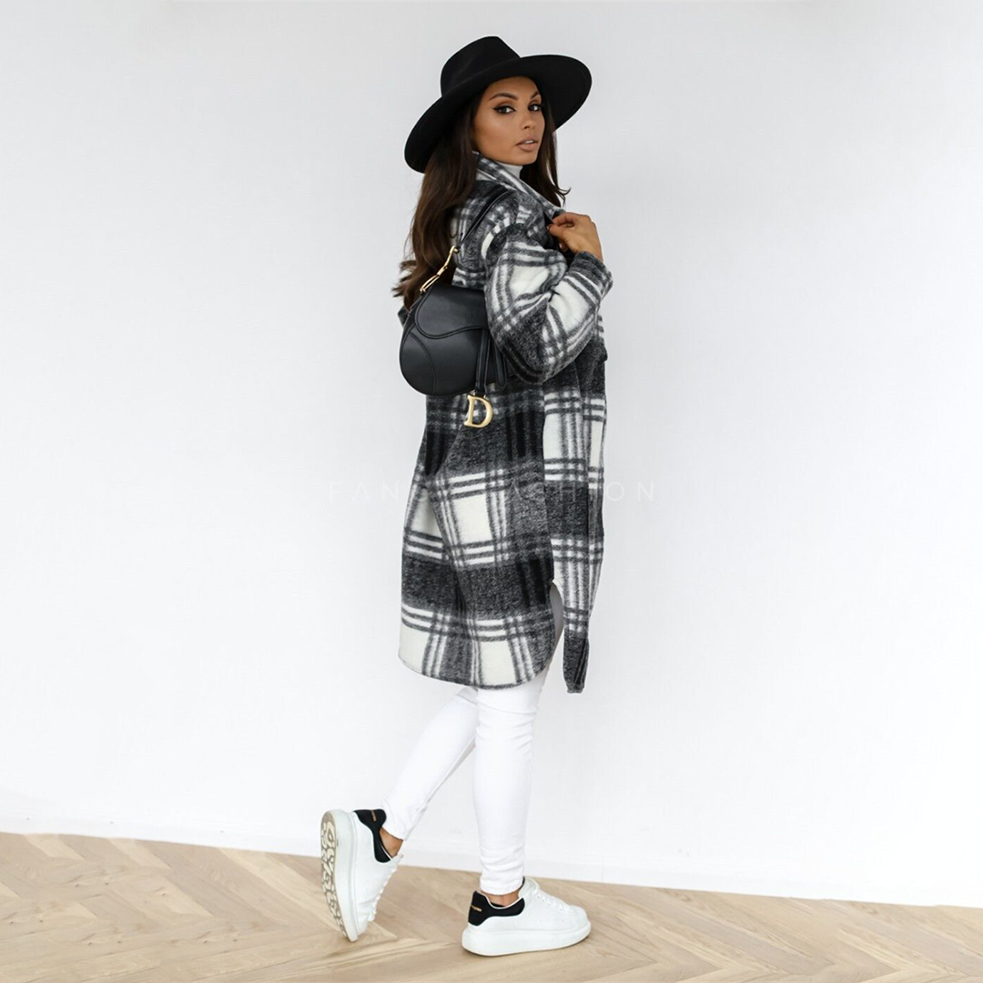 Van Dal | Dames Cozy Geruite Lange Jas