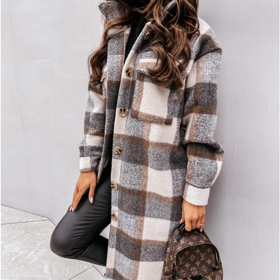 Van Dal | Dames Cozy Geruite Lange Jas