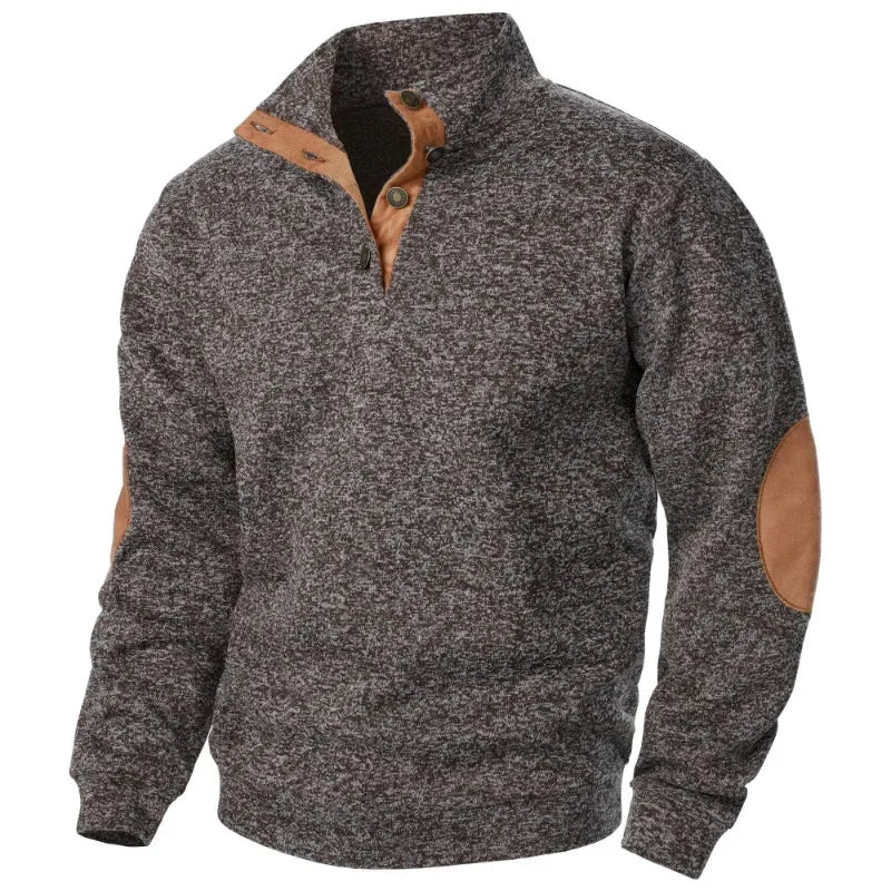 Van Dal | Heren Cozy Button-Neck Sweatshirt met Suède Accenten