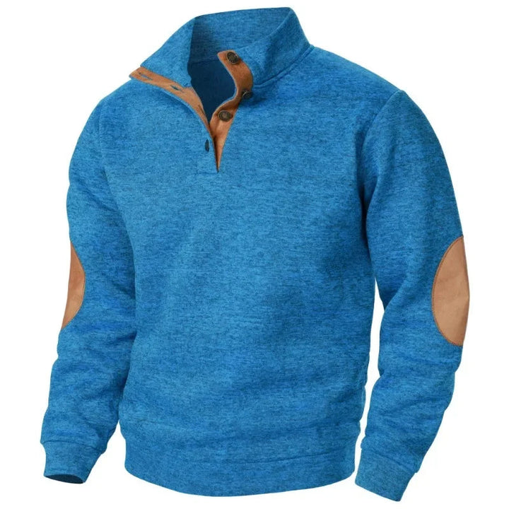 Van Dal | Heren Cozy Button-Neck Sweatshirt met Suède Accenten