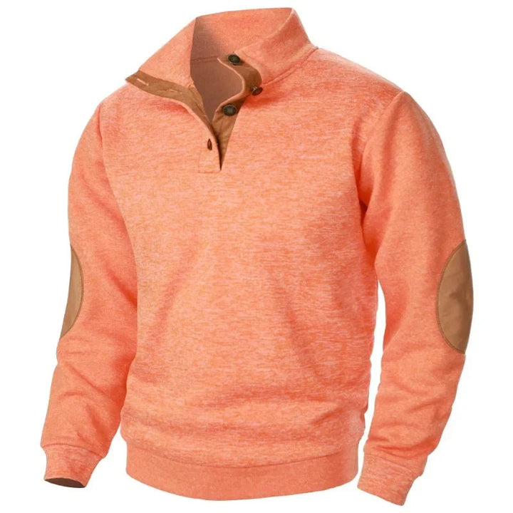 Van Dal | Heren Cozy Button-Neck Sweatshirt met Suède Accenten