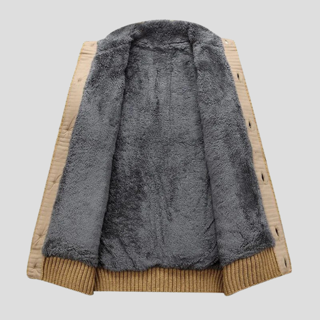 Heren Warm Sherpa Gevoerde Kabelgebreide Cardigan