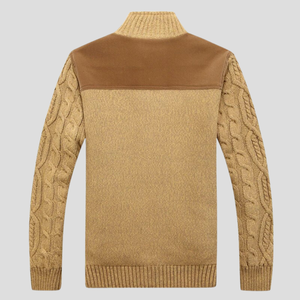 Heren Warm Sherpa Gevoerde Kabelgebreide Cardigan
