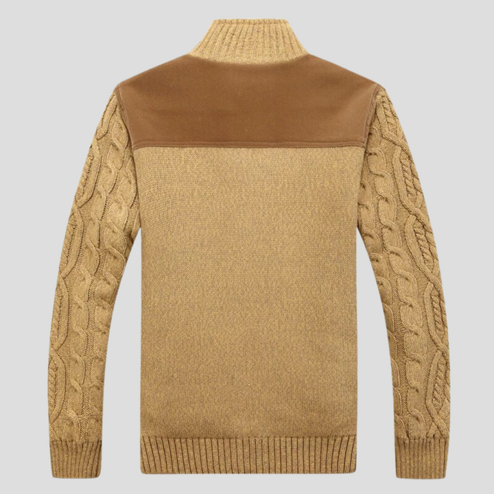 Heren Warm Sherpa Gevoerde Kabelgebreide Cardigan