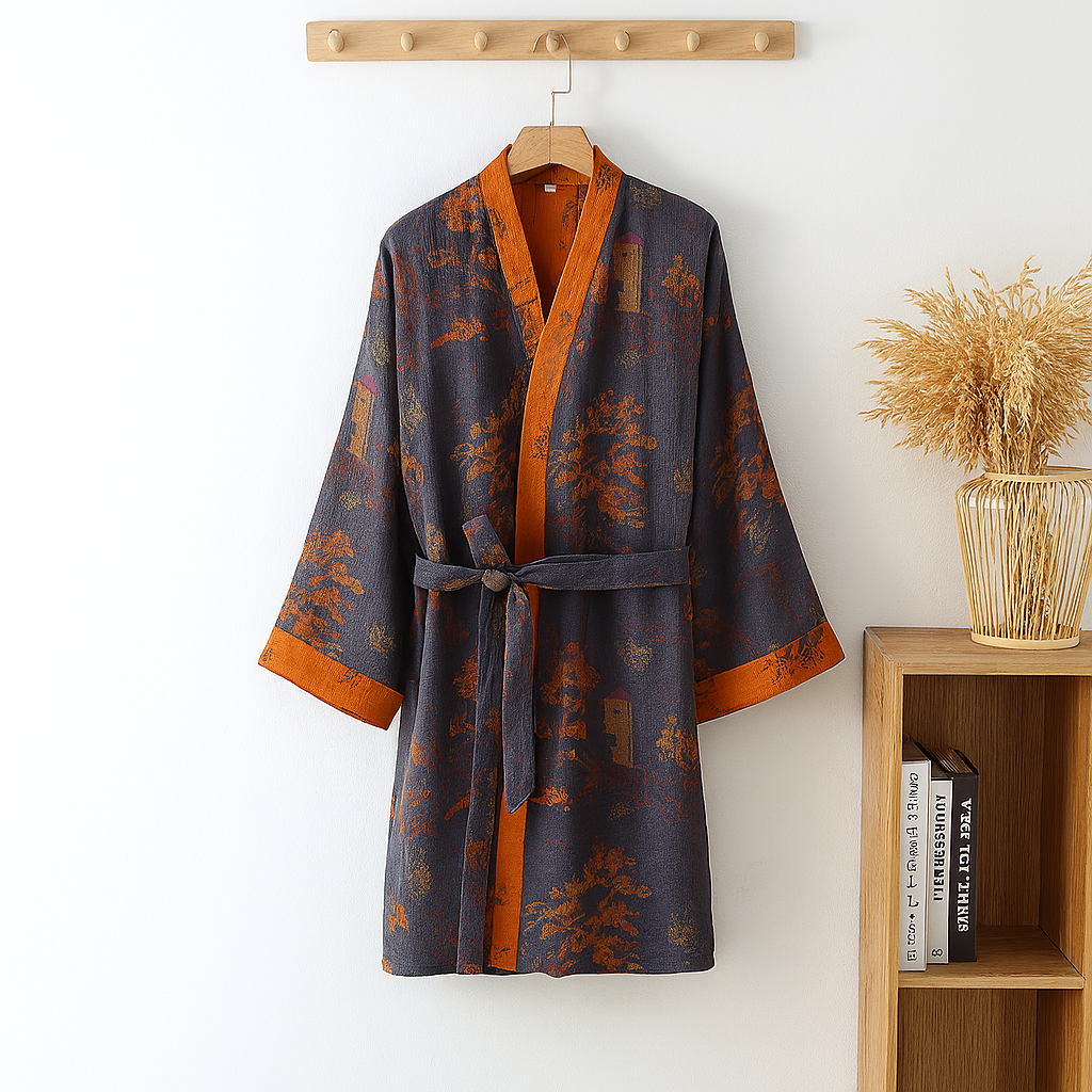 Jacquard Kimono Robe - Lichtgewicht & Relaxte Pasvorm