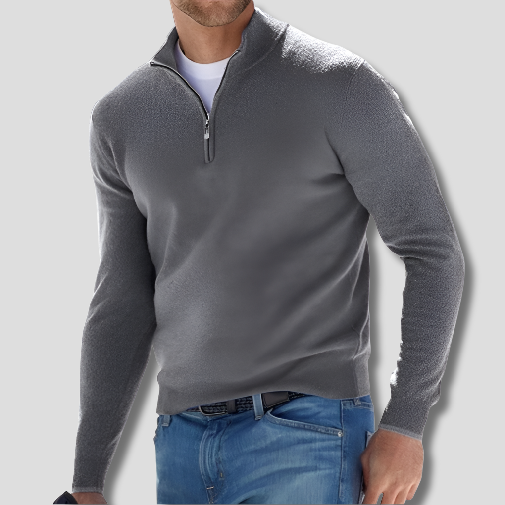 Heren Pullover Gebreide Trui met Halve Rits