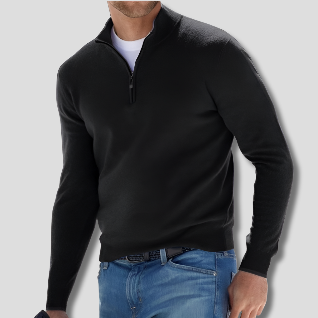 Heren Pullover Gebreide Trui met Halve Rits
