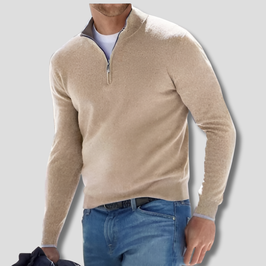 Heren Pullover Gebreide Trui met Halve Rits