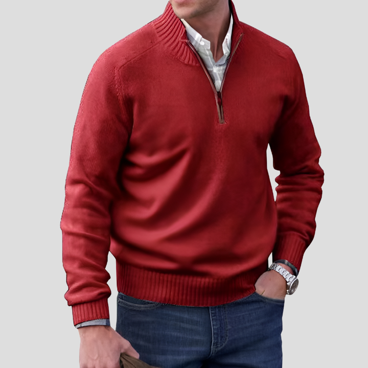 Heren Pullover Gebreide Trui met Halve Rits