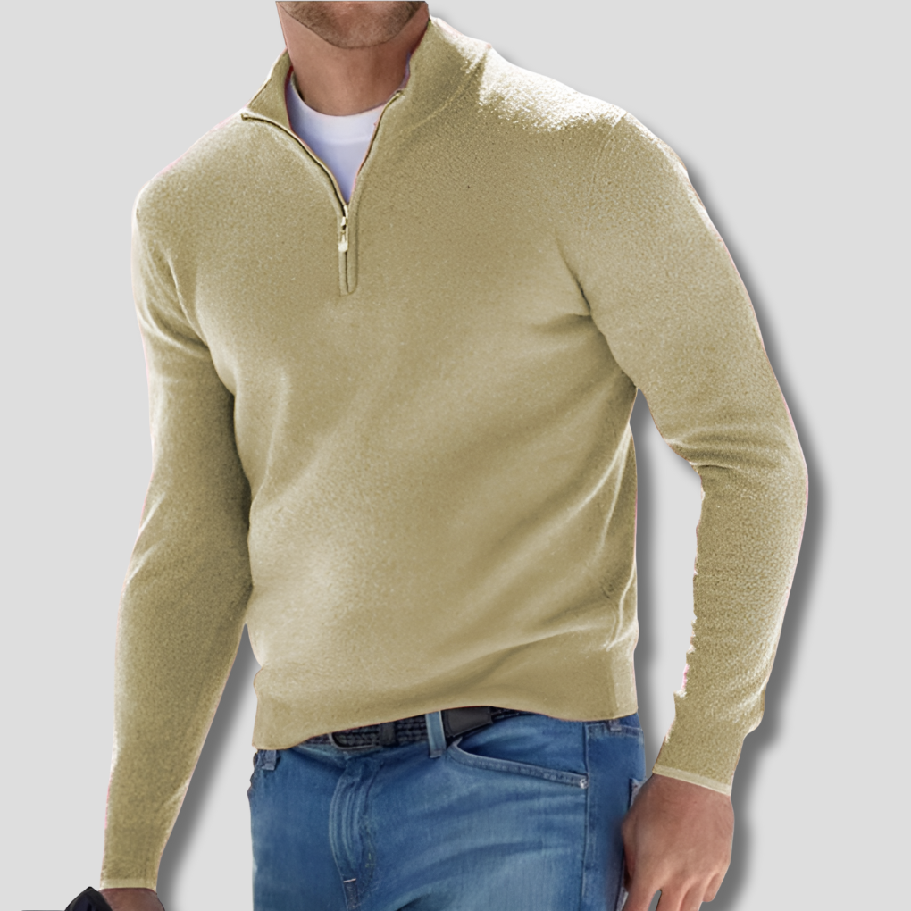 Heren Pullover Gebreide Trui met Halve Rits