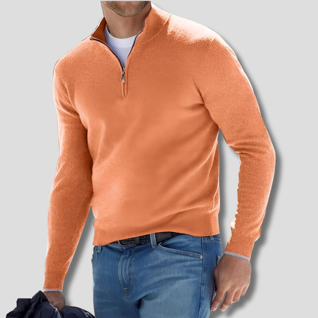 Heren Pullover Gebreide Trui met Halve Rits