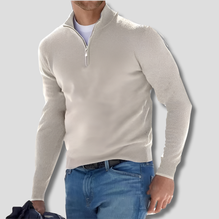 Heren Pullover Gebreide Trui met Halve Rits