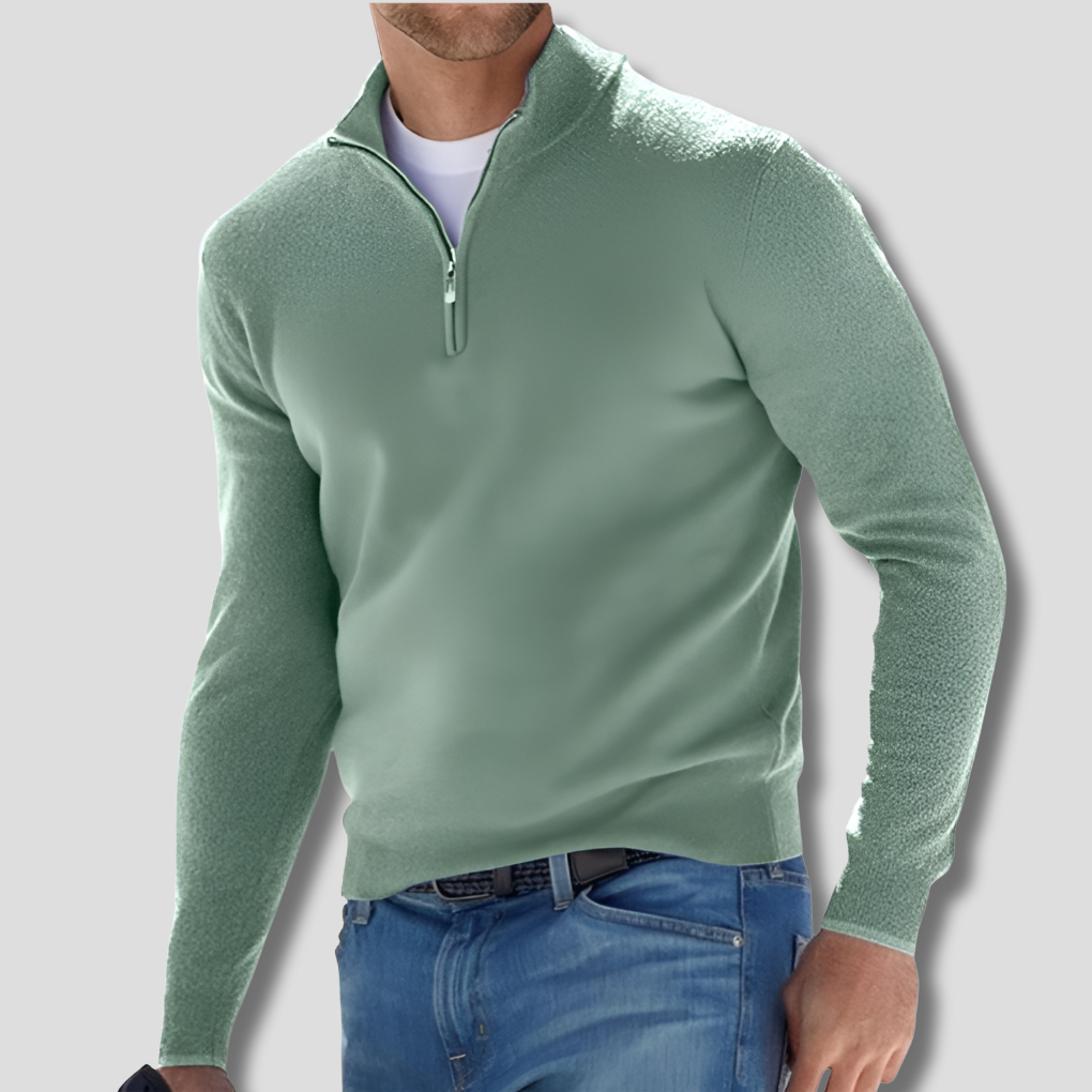 Heren Pullover Gebreide Trui met Halve Rits