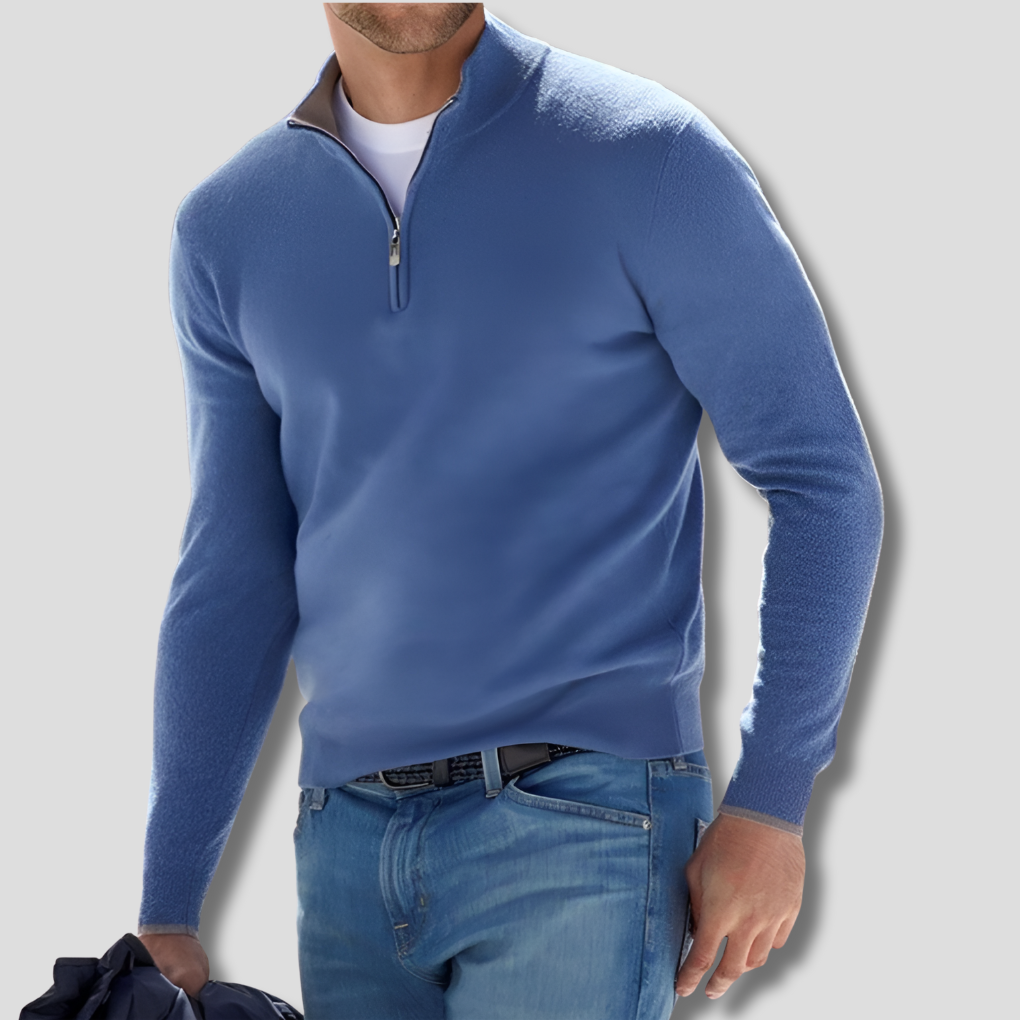 Heren Pullover Gebreide Trui met Halve Rits