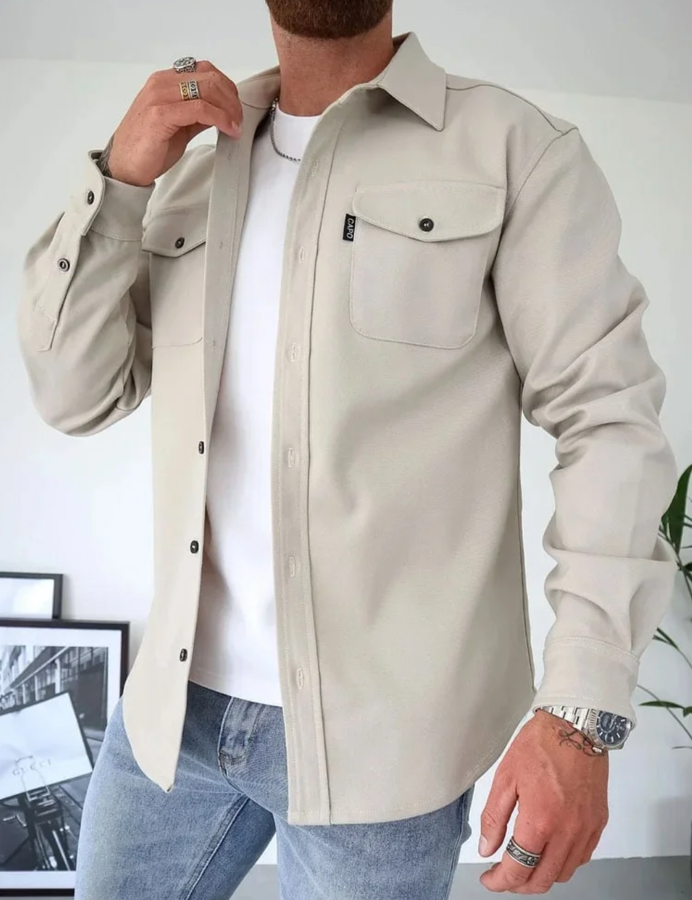 Heren Veelzijdige Katoenmix Shirtjas