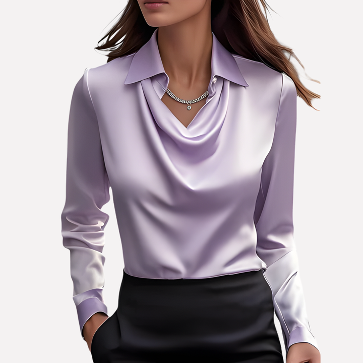 Van Dal | Dames Elegante Draped Nek Satijnen Blouse