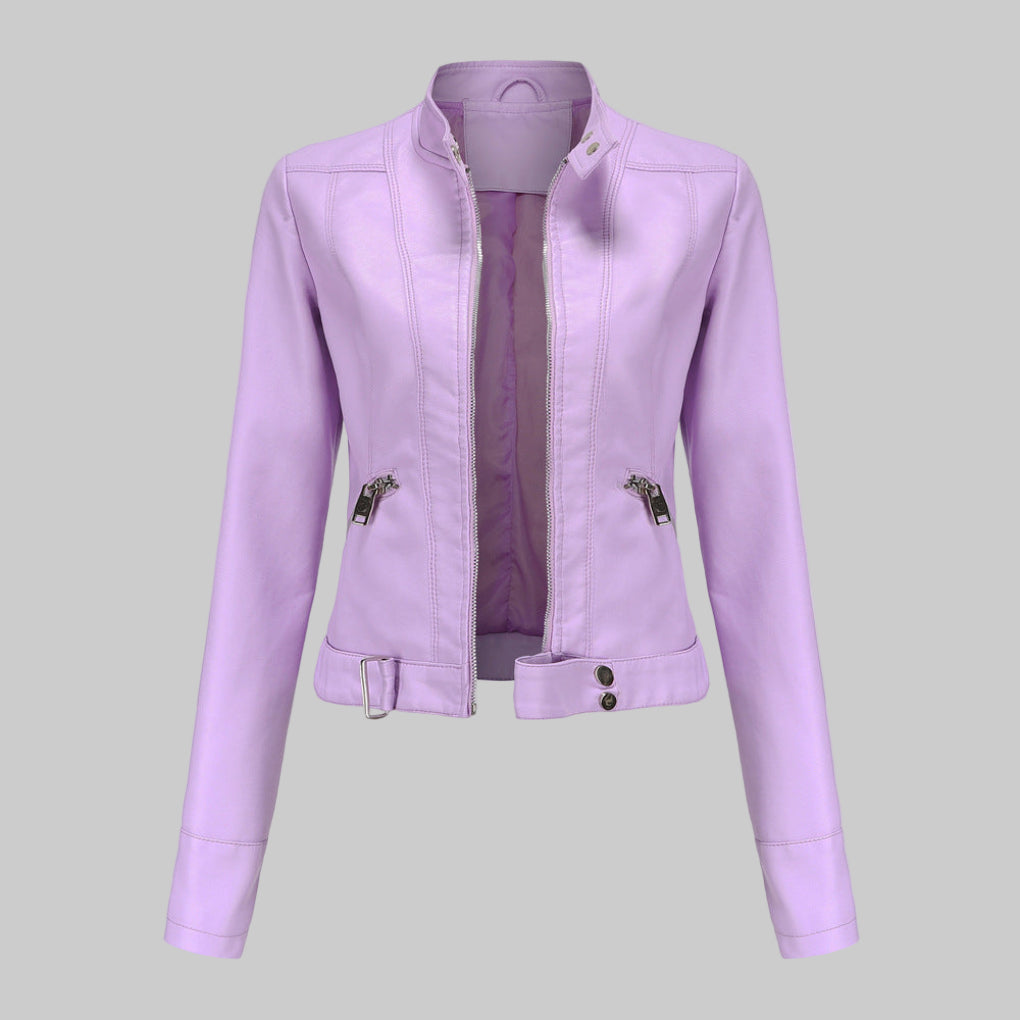 Van Dam | Dames Faux Leather Jack met Staande Kraag