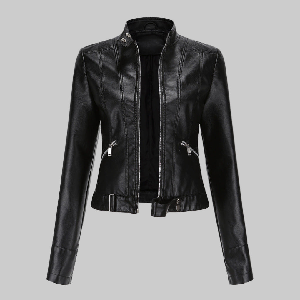 Van Dam | Dames Faux Leather Jack met Staande Kraag