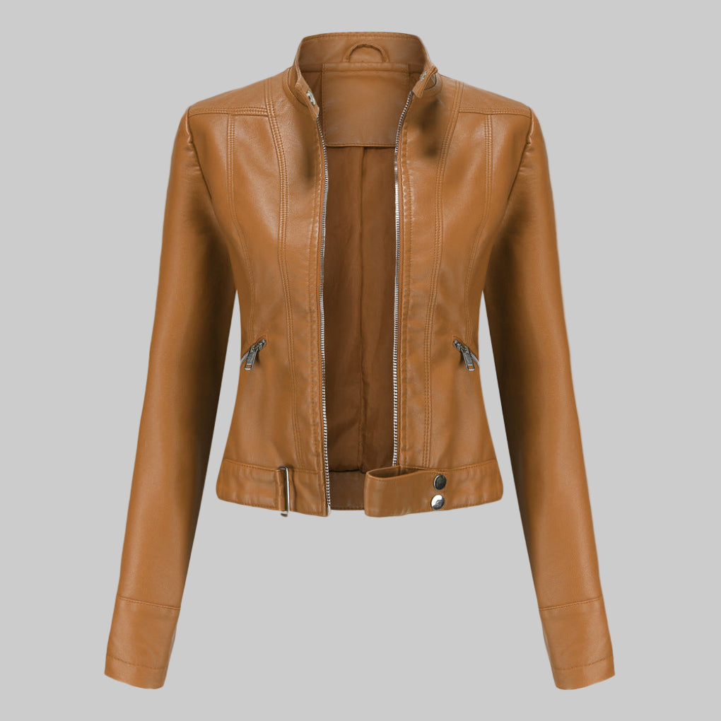 Van Dam | Dames Faux Leather Jack met Staande Kraag