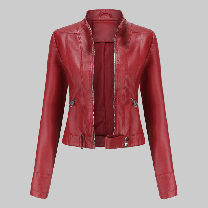 Van Dam | Dames Faux Leather Jack met Staande Kraag
