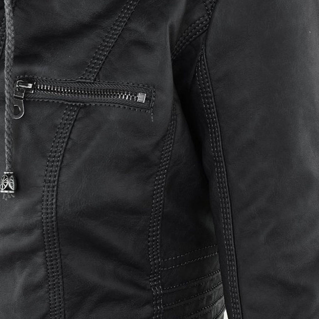 Van Dal | Dames Hooded Faux Leather Moto Jast