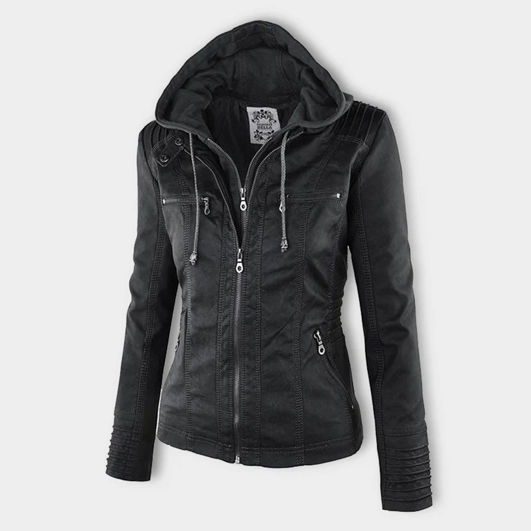 Van Dal | Dames Hooded Faux Leather Moto Jast