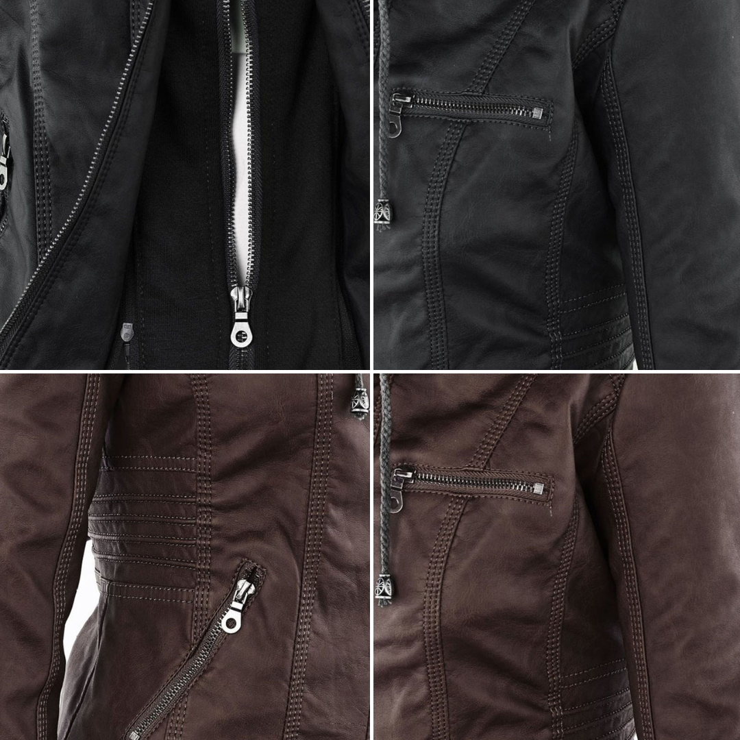 Van Dal | Dames Hooded Faux Leather Moto Jast