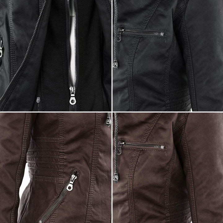 Van Dal | Dames Hooded Faux Leather Moto Jast