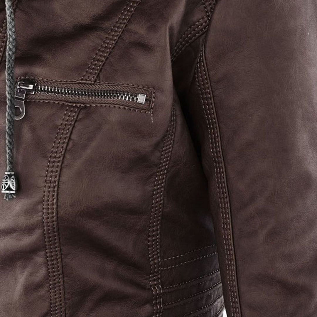 Van Dal | Dames Hooded Faux Leather Moto Jast