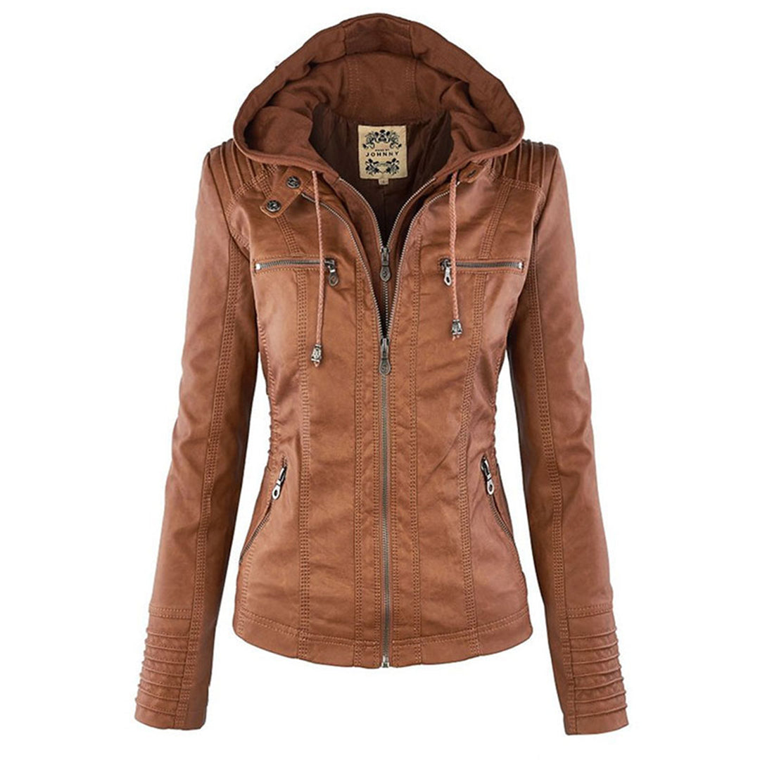 Van Dal | Dames Hooded Faux Leather Moto Jast