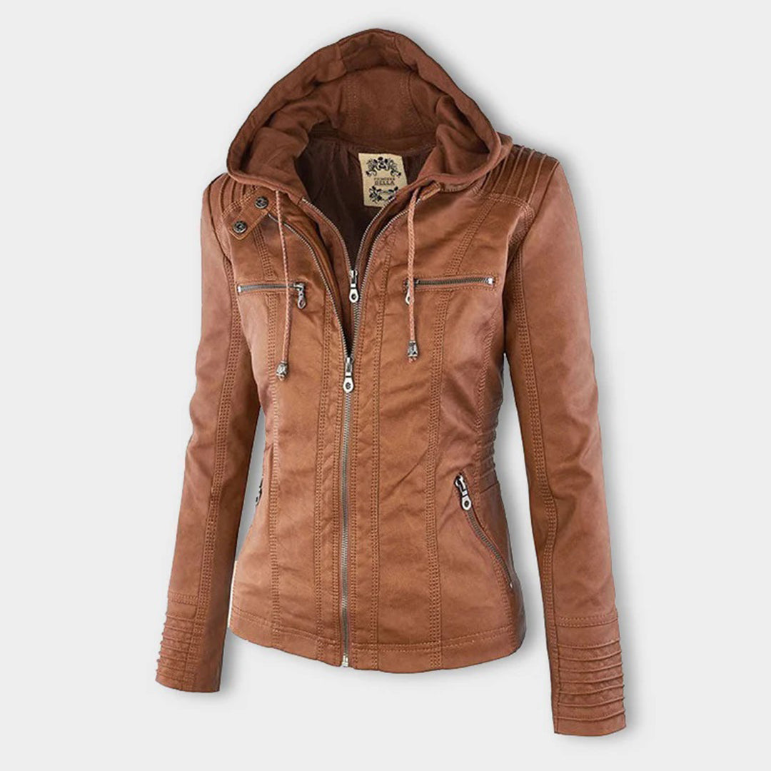 Van Dal | Dames Hooded Faux Leather Moto Jast