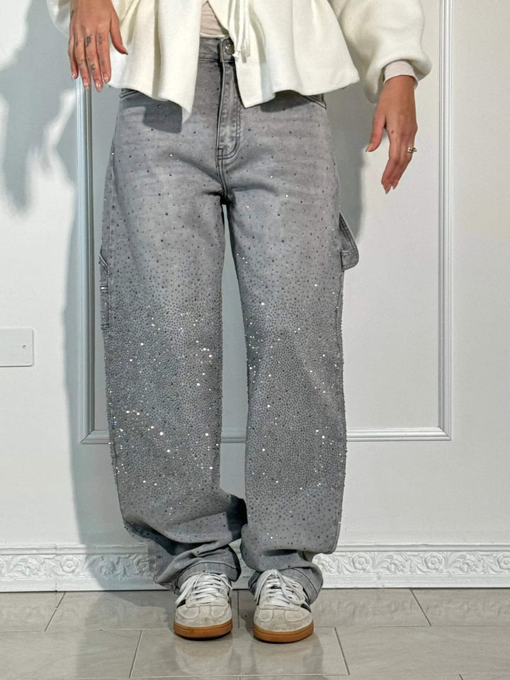 Van Dal | Sprankelende Strass Brede Pijpen Jeans